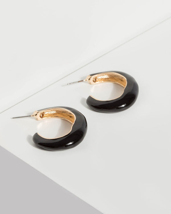 Black Painted Hoop Earrings | Earrings