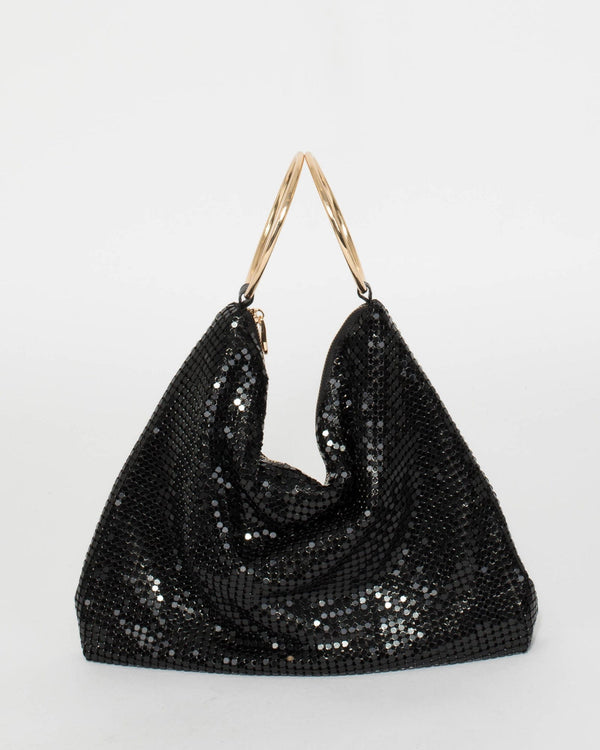 Black Paris Ring Slouch Bag | Clutch Bags