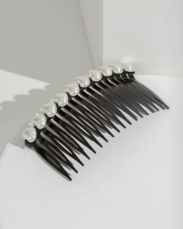 Colette by Colette Hayman Black Pearl Heart Detail Hair Comb