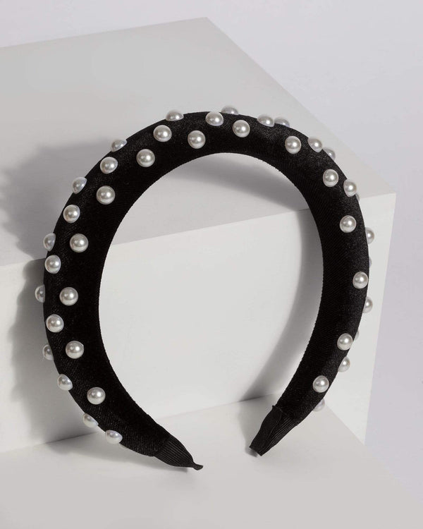 Black Pearl Puffed Headband | Hair Accessories