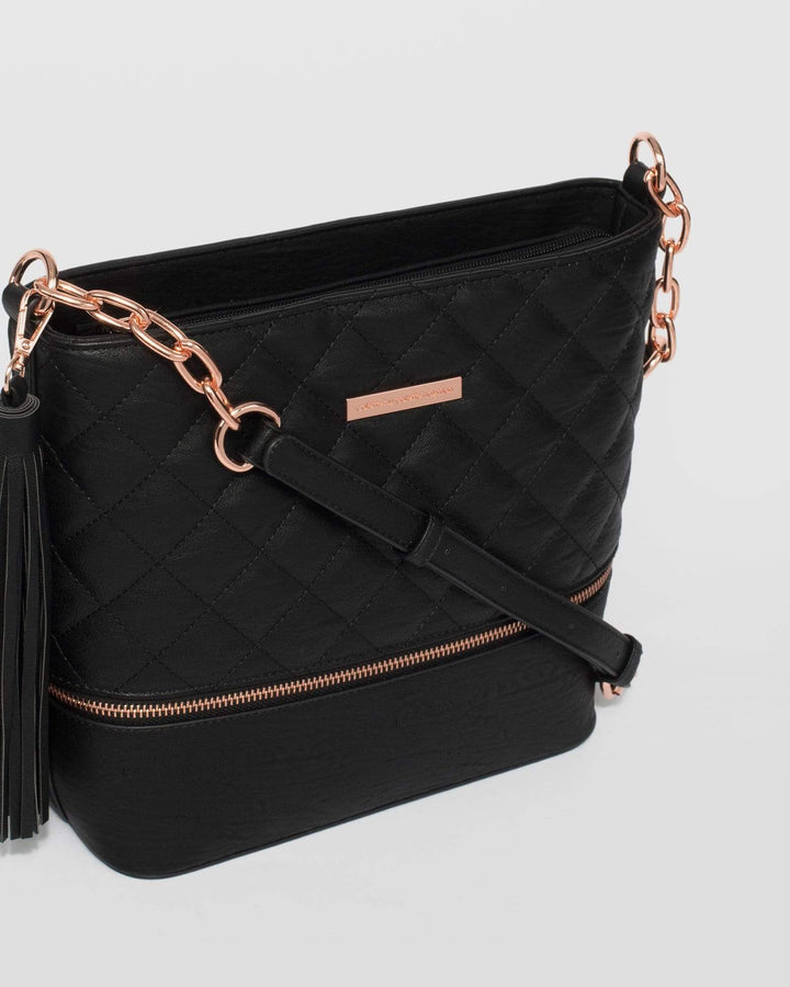 Black Pia Quilt Crossbody Bag | Crossbody Bags