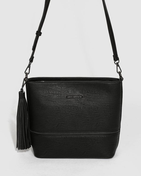 Black Pia Tassel Medium Crossbody Bag | Crossbody Bags
