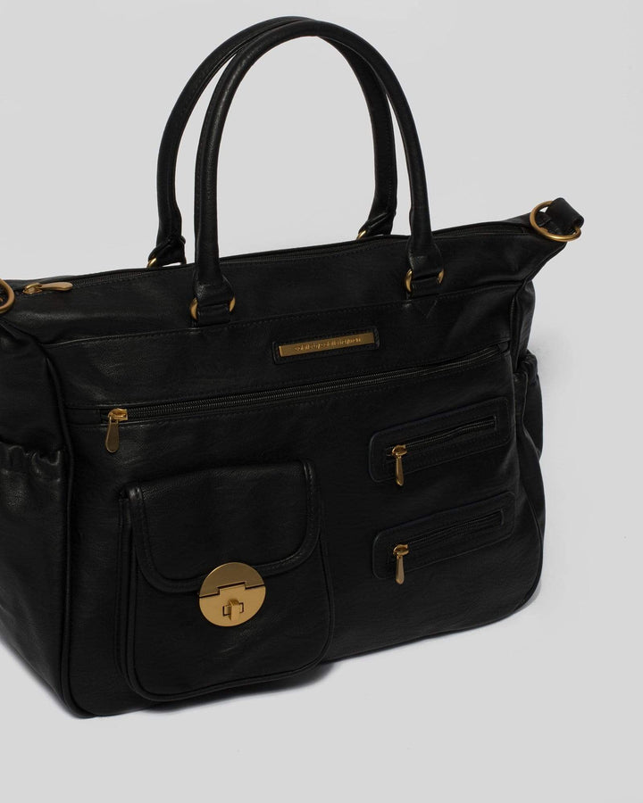 Black Pocket and Zip Baby Bag | Baby Bags