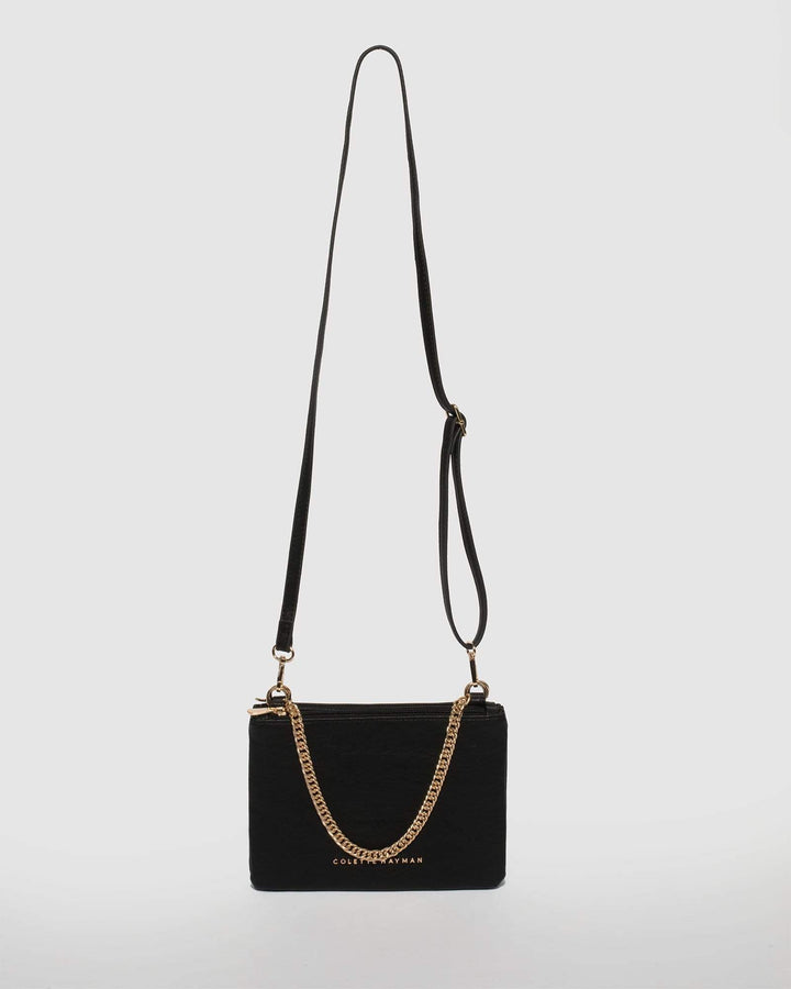Black Premium Double Peta Crossbody Bag | Crossbody Bags