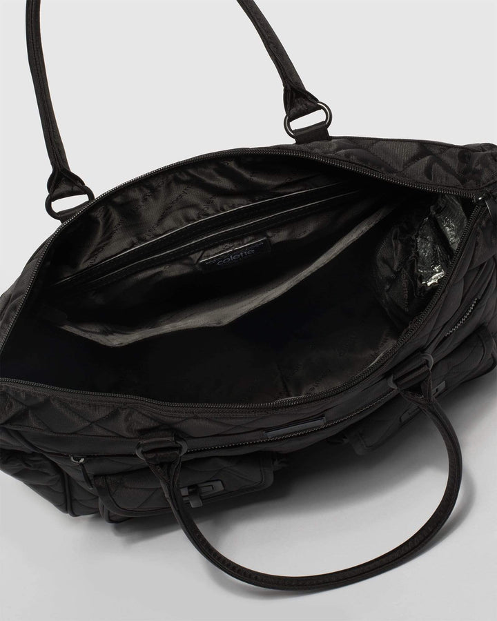 Colette by Colette Hayman Black Quilted Baby Bag With Matte Black Hardware