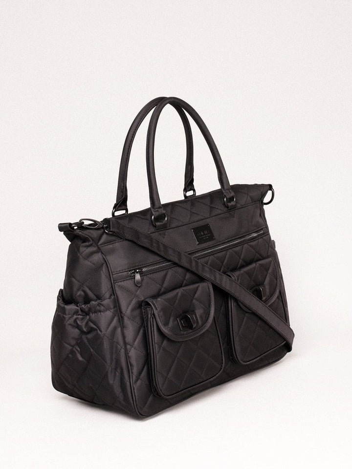 Colette by Colette Hayman Black Quilted Baby Bag With Matte Black Hardware