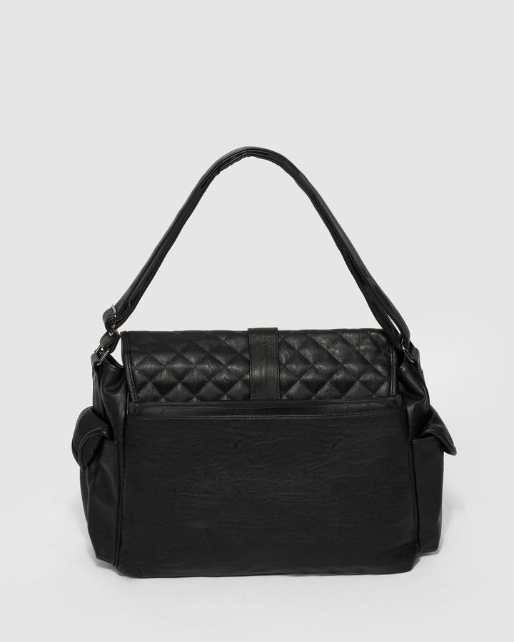 Black Quilted Ring Baby Bag | Baby Bags
