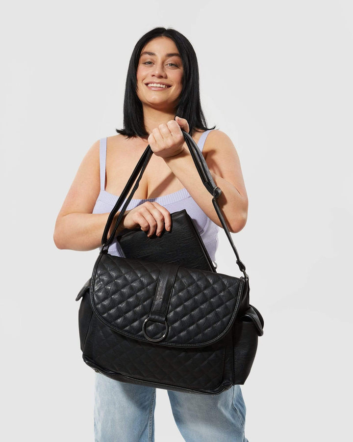Black Quilted Ring Baby Bag | Baby Bags