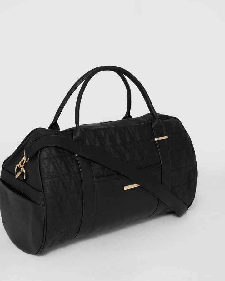 Black Quilted Workout Bag | Weekender Bags
