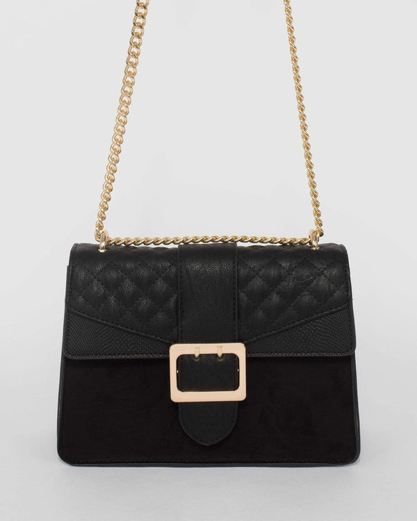 Black Quilted Flap Crossbody Bag | Crossbody Bags