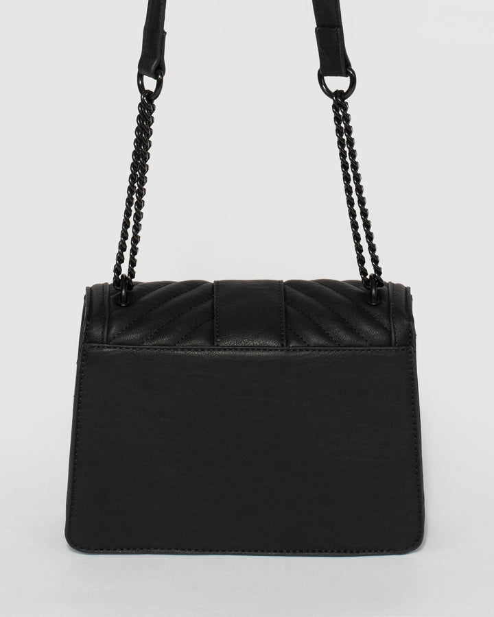 Black Stripe Quilt Crossbody Bag | Crossbody Bags
