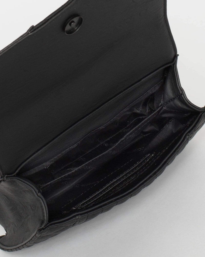 Black Stripe Quilt Crossbody Bag | Crossbody Bags
