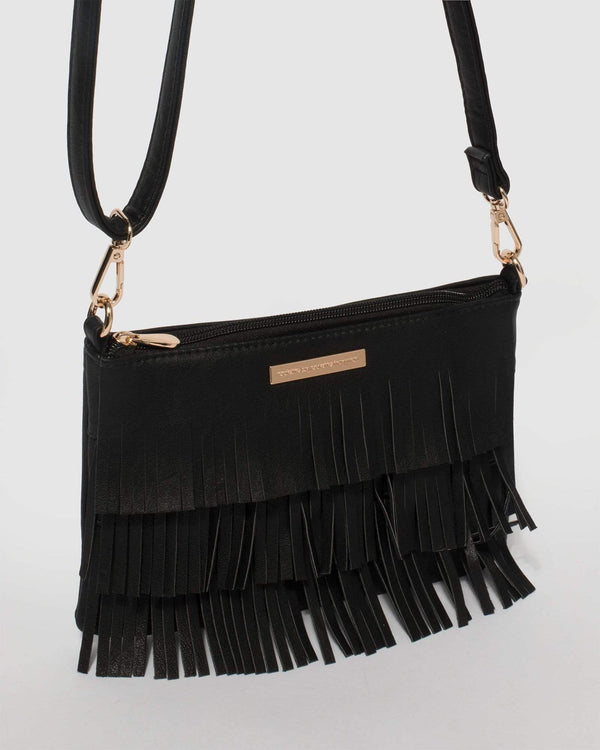 Black Raine Fringe Crossbody Bag | Crossbody Bags