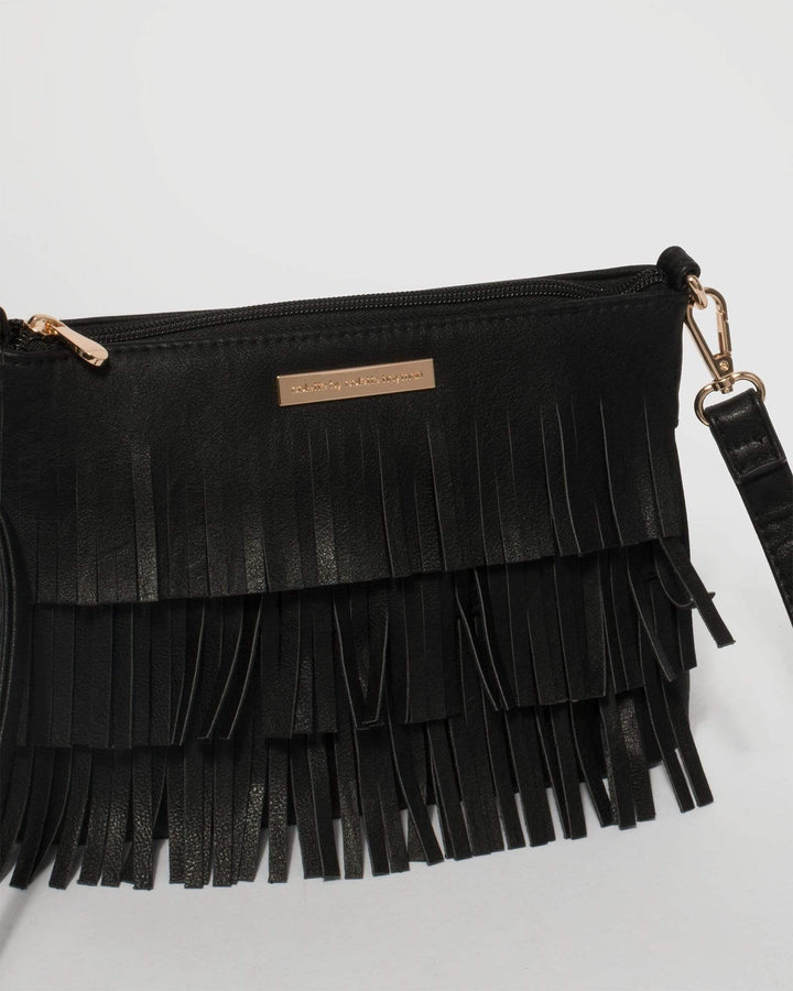 Black Raine Fringe Crossbody Bag | Crossbody Bags
