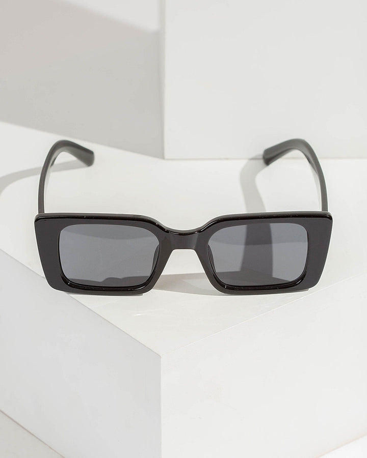 Colette by Colette Hayman Black Rectangle Sunglasses