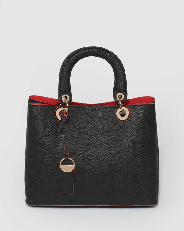 Black & Red Tori Medium Tote Bag | Tote Bags