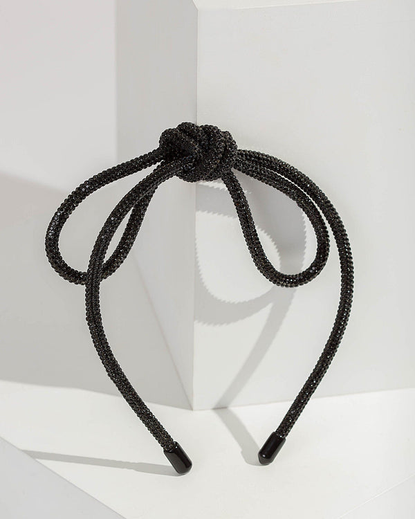 Colette by Colette Hayman Black Rhinestone Bow Detail Headband