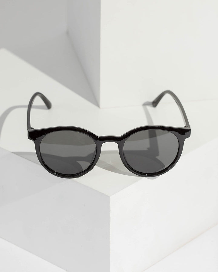 Colette by Colette Hayman Black Round Acrylic Sunglasses