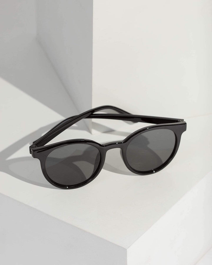 Colette by Colette Hayman Black Round Acrylic Sunglasses