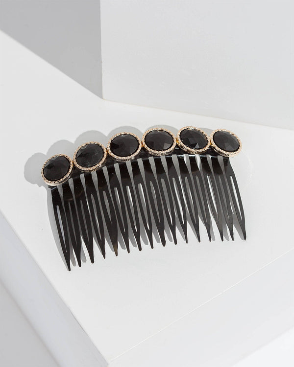 Colette by Colette Hayman Black Round Metal Outline Hair Comb