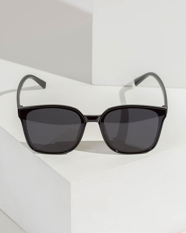 Colette by Colette Hayman Black Rounded Wayfarer Sunglasses