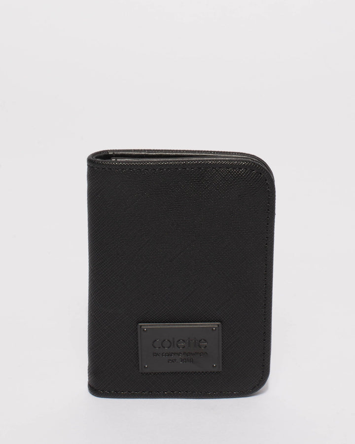Black Saffiano Credit Card Purse With Matte Black Hardware | Purses
