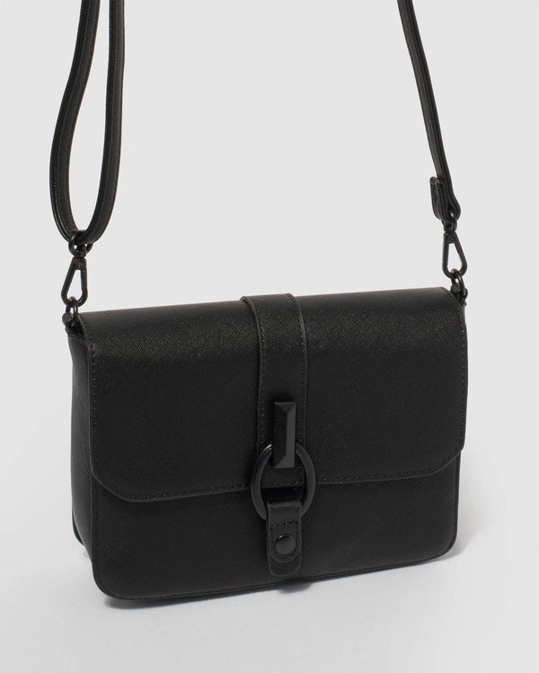Black Saffiano Elissa Crossbody Bag | Crossbody Bags