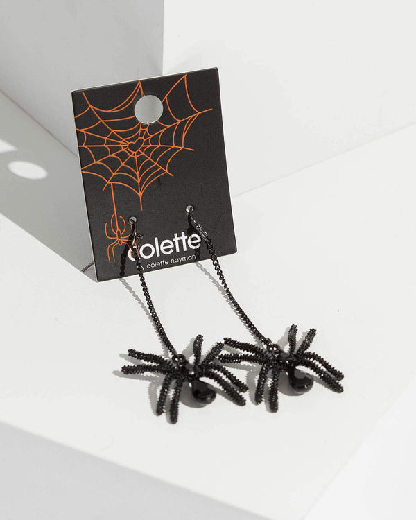 Black Spider Drop Earrings | Earrings