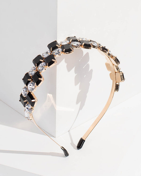 Colette by Colette Hayman Black Square And Round Crystal Headband