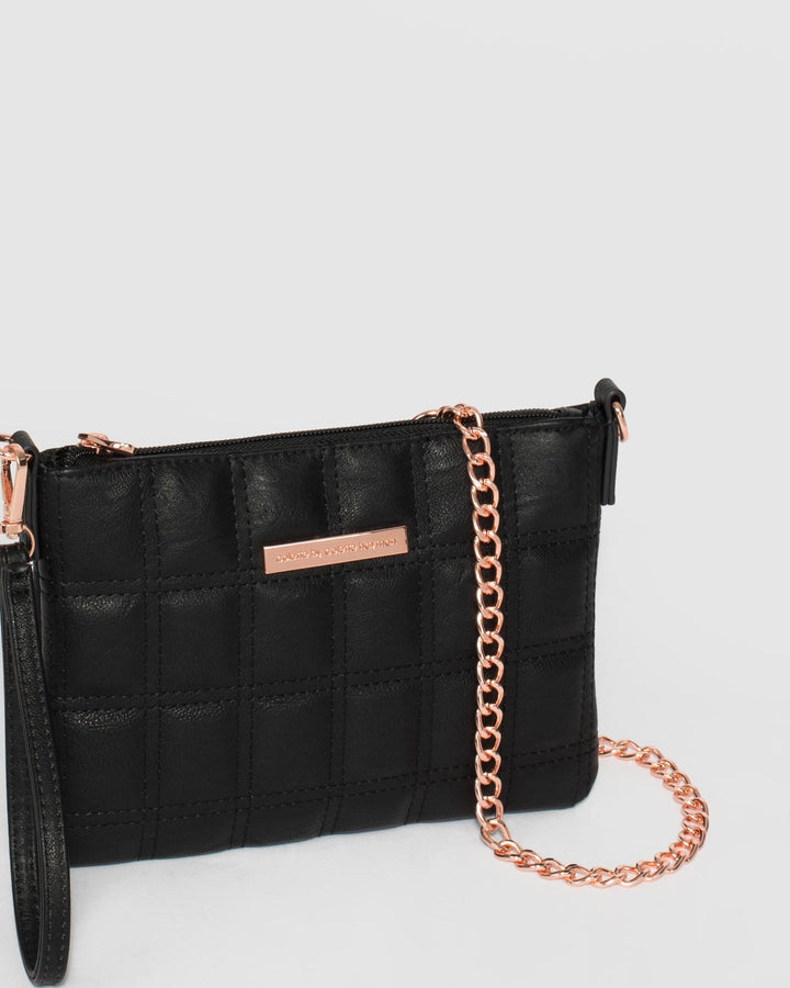 Black Square Quilt Crossbody Bag | Crossbody Bags