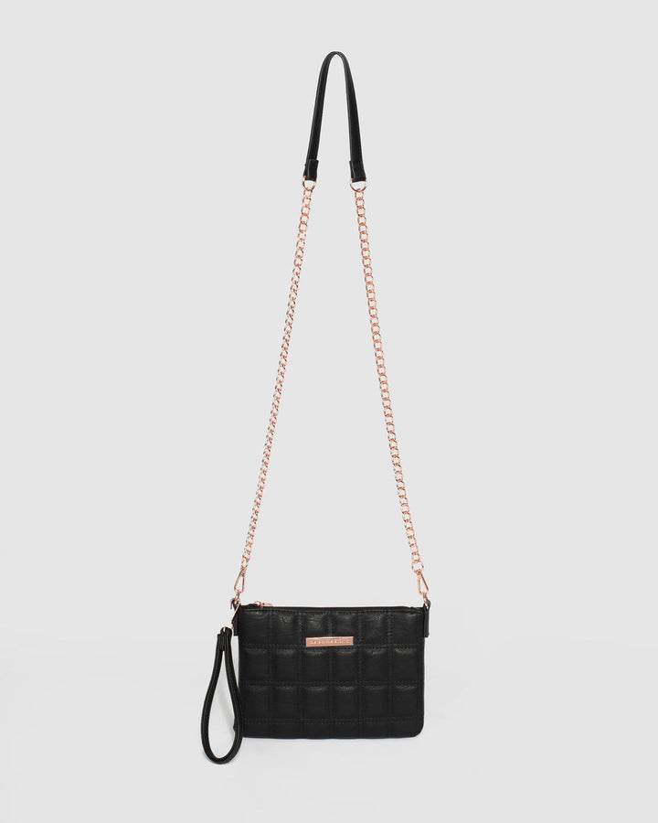 Black Square Quilt Crossbody Bag | Crossbody Bags