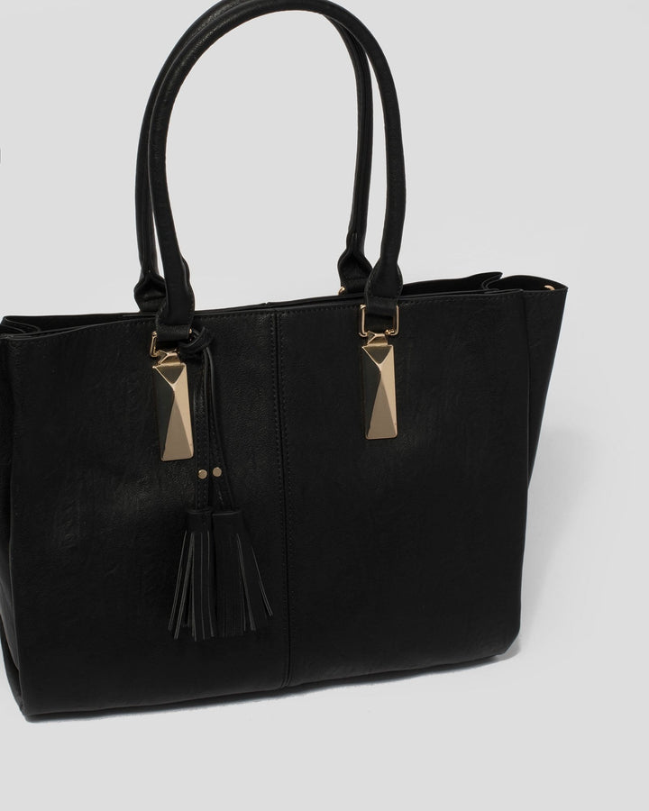 Black Stacey Tassel Tote Bag | Tote Bags