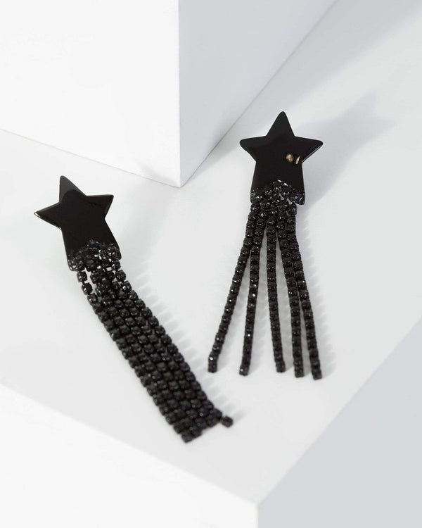 Black Star Tassel Drop Earrings | Earrings