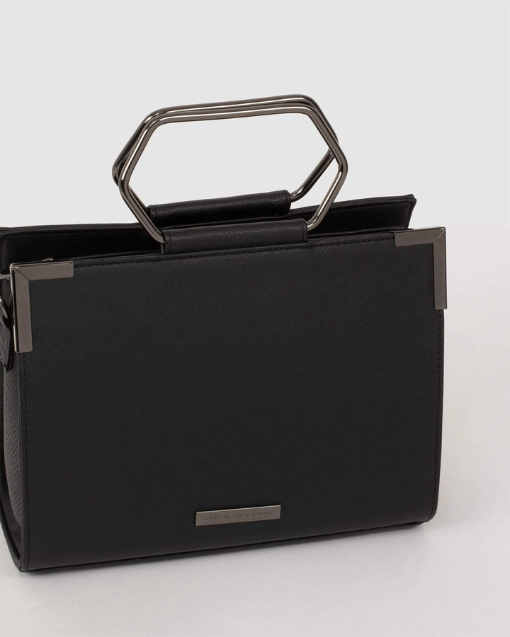 Black Steph Tote Bag With Gunmetal Hardware | Tote Bags