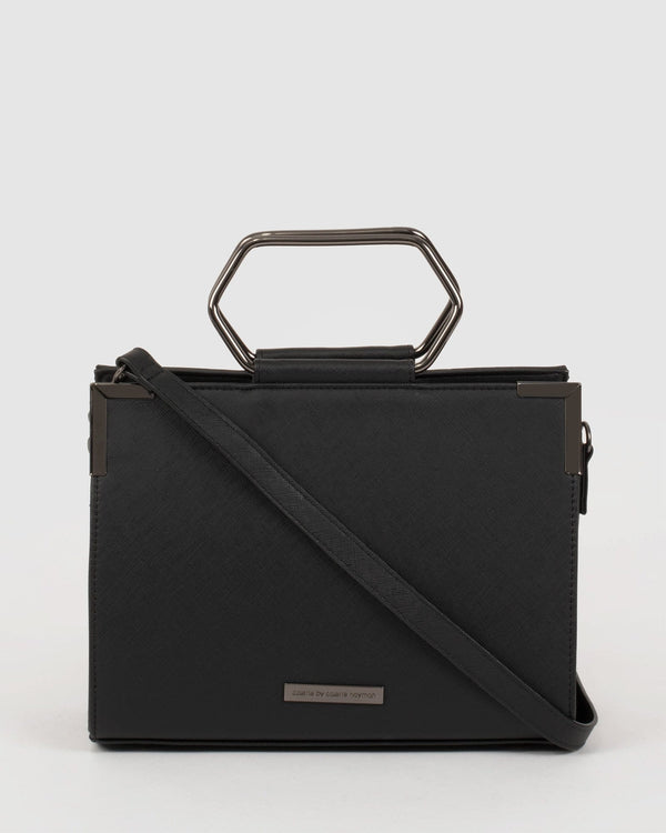 Black Steph Tote Bag With Gunmetal Hardware | Tote Bags