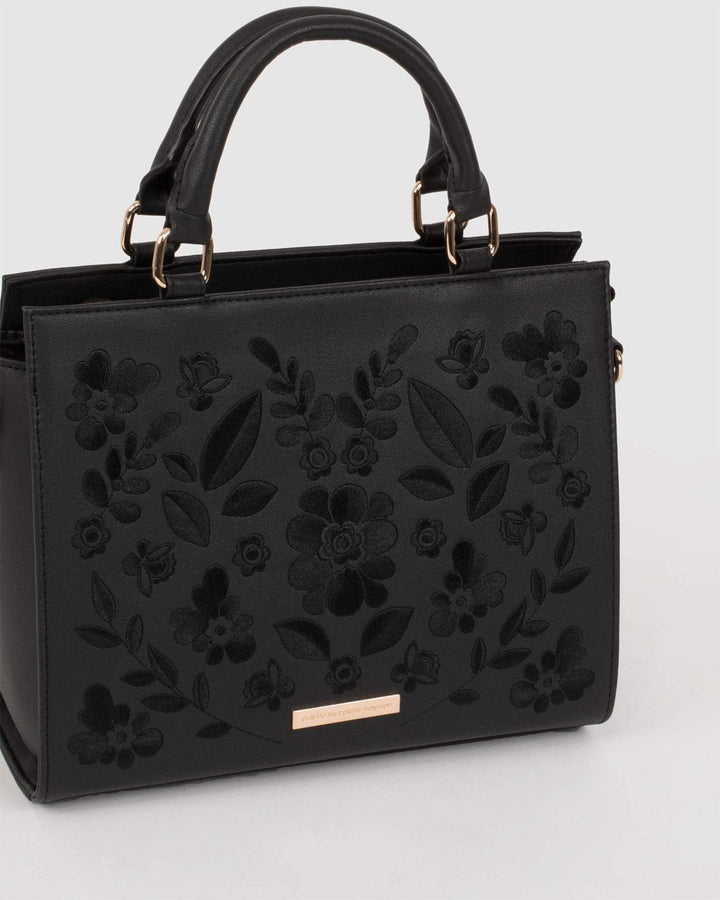Black Stephanie Blossom Tote Bag | Tote Bags