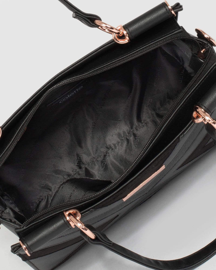Black Stephanie Point Panel Tote Bag | Tote Bags