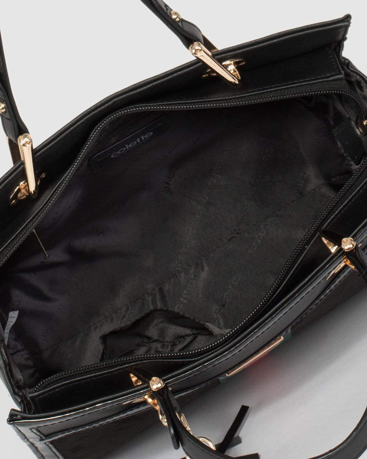 Black Stephanie Webbing Tote Bag | Tote Bags