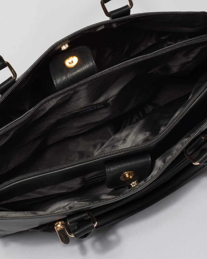 Black Taylor Pocket Tote Bag | Tote Bags