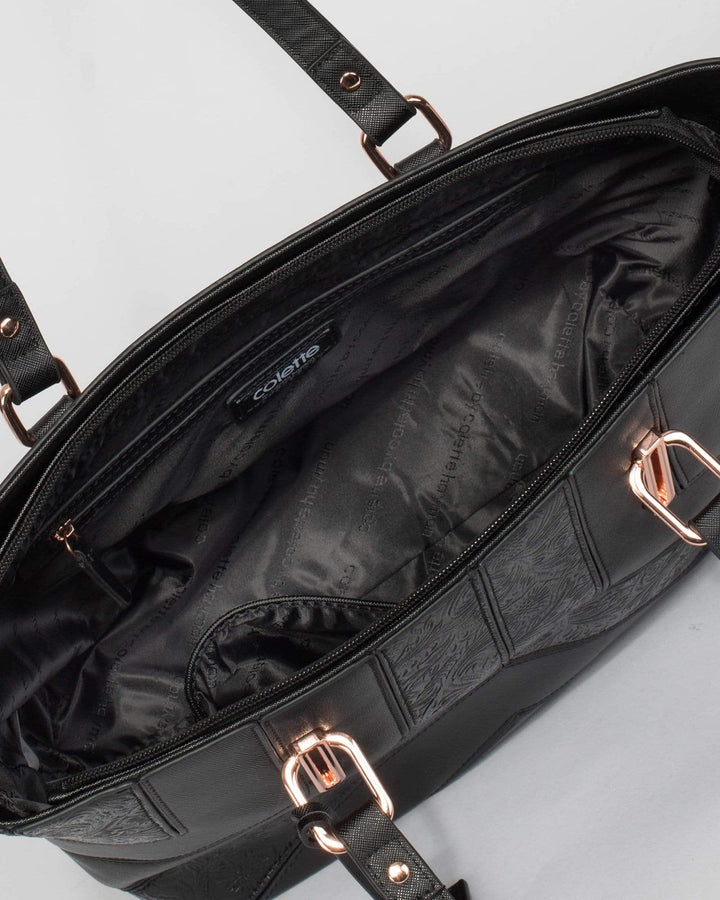 Black Tegan Tag Tote Bag | Tote Bags