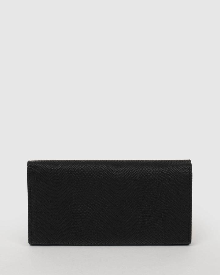 Black Textured Natalie Panel Wallet | Wallets