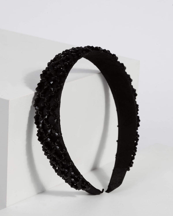 Black Thick Beaded Headband | Hair Accessories