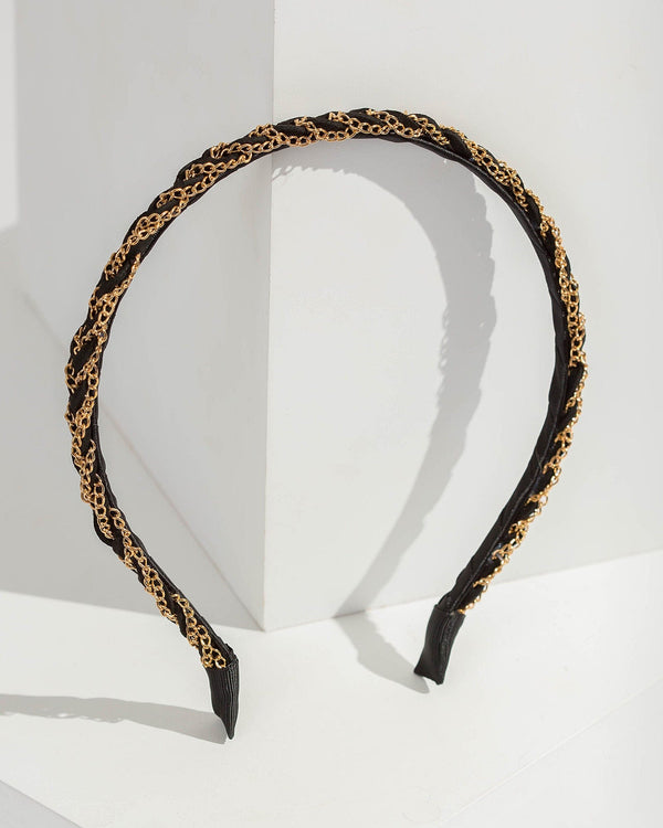 Colette by Colette Hayman Black Thin Chain Rope Detail Headband