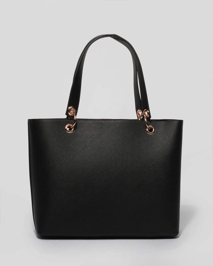 Black Tia Pocket Tote Bag | Tote Bags