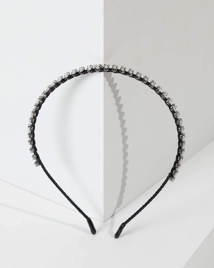 Black Twisted Diamante Headband | Hair Accessories