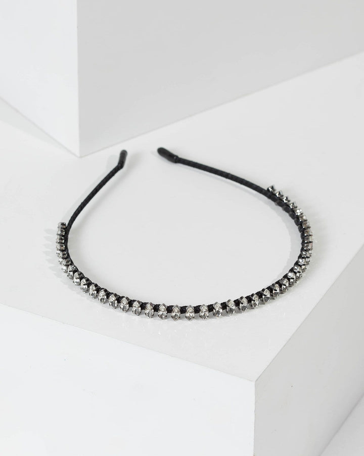 Black Twisted Diamante Headband | Hair Accessories