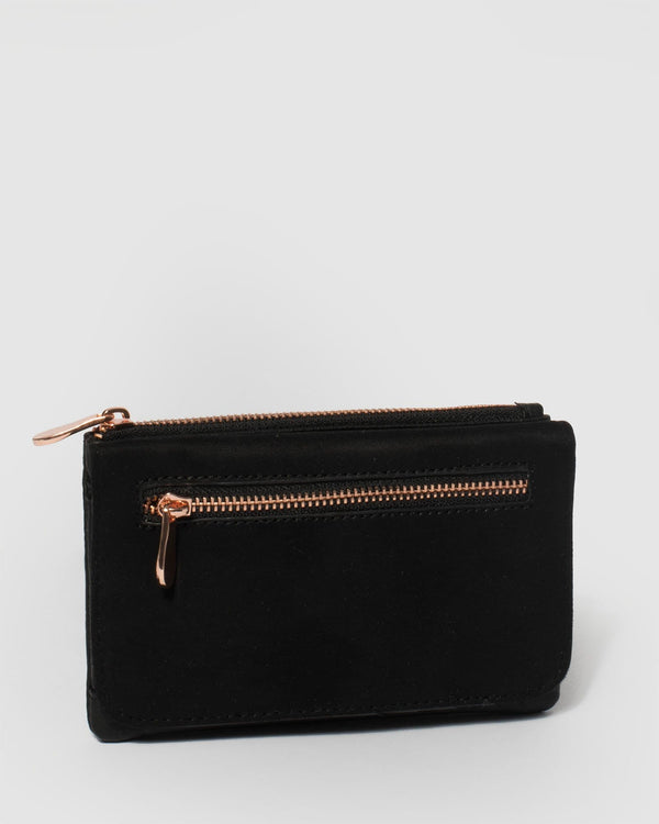 Black Victoria Mini Wallet With Rose Gold Hardware | Wallets