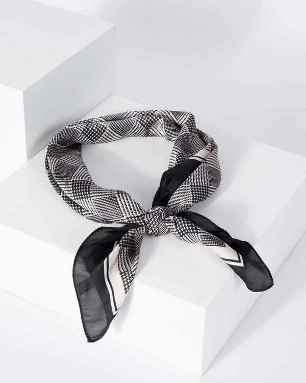 Black & White Check Print Headscarf | Accessories