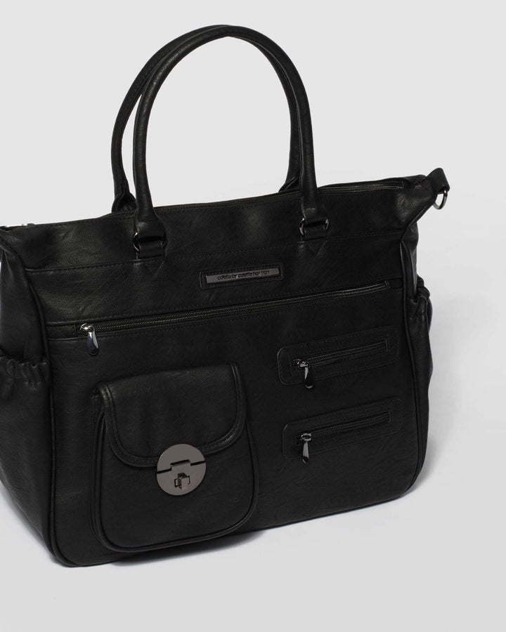 Black Zip Pocket Baby Bag | Baby Bags
