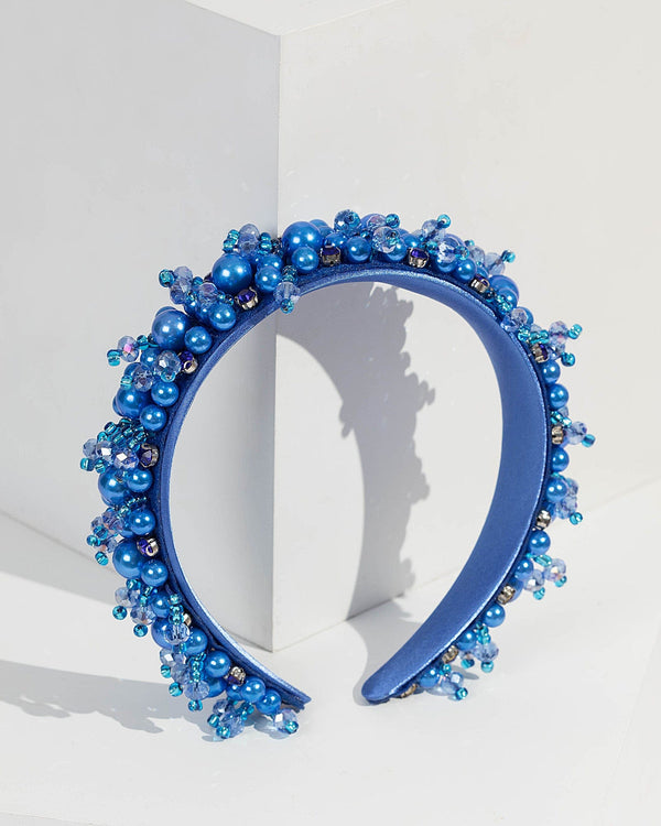 Blue 3D Detailing And Crystal Headband | Hair Accessories